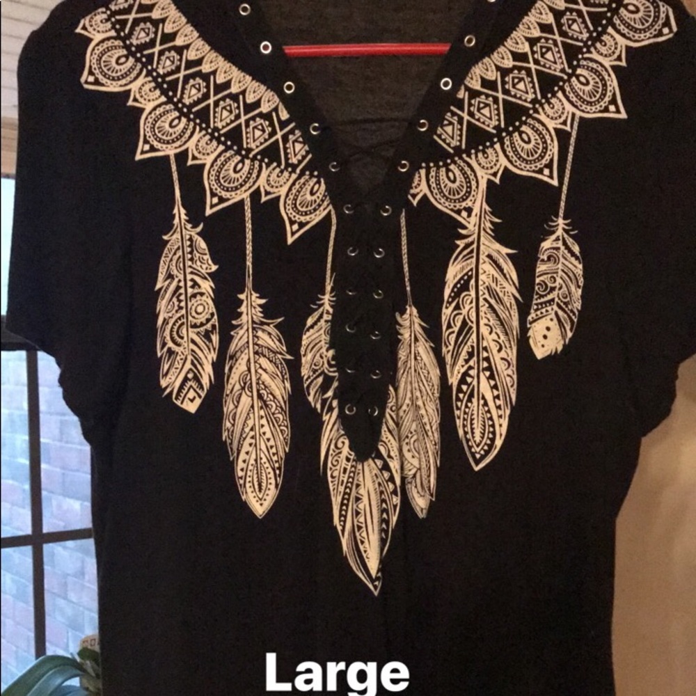 Lace up feather shirt